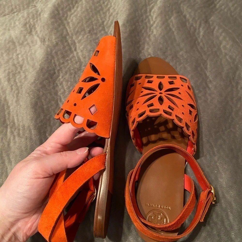 tory burch may perforated ankle strap sandal